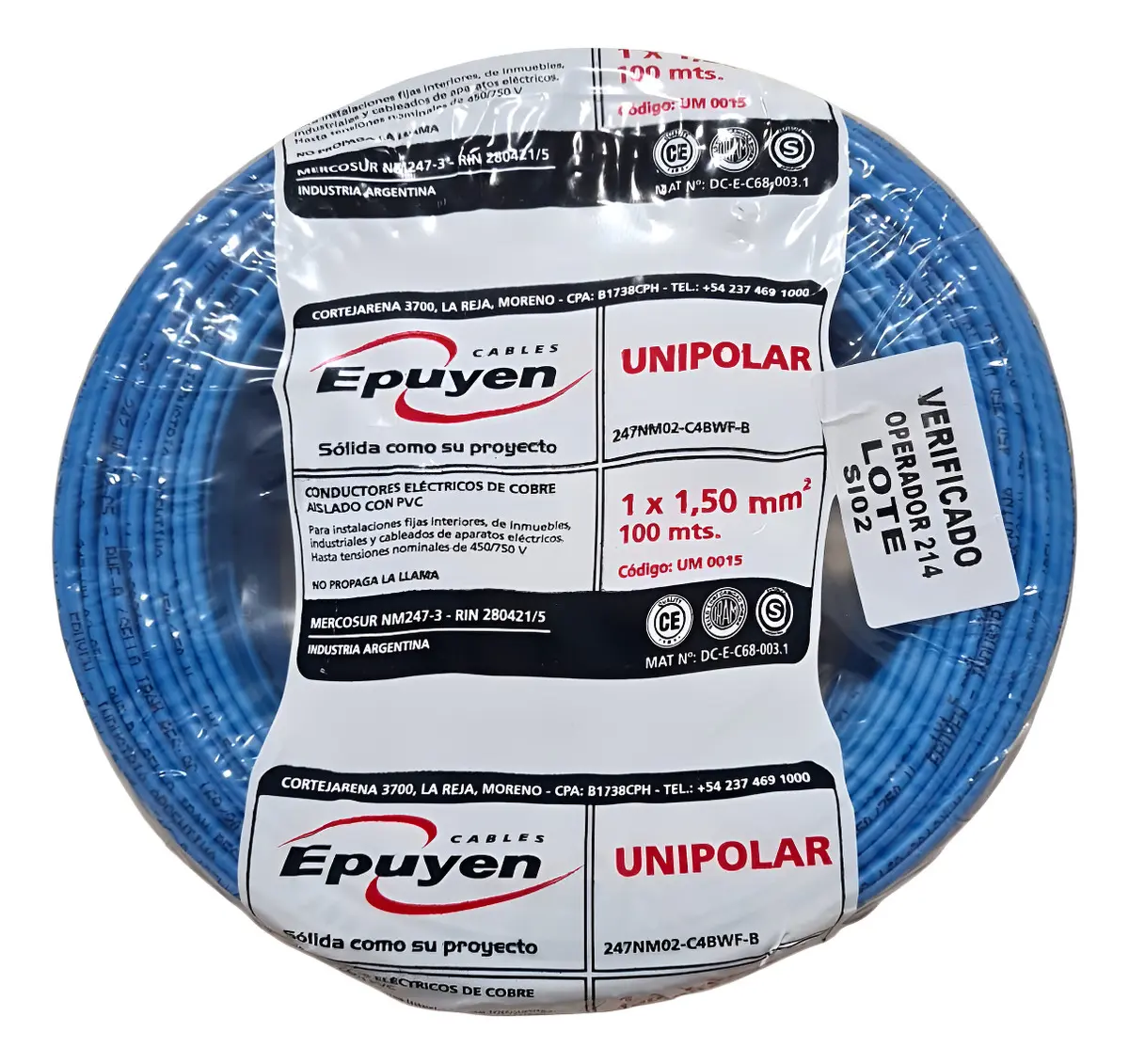 CABLE UNIPOLAR 1.5mm² EPUYEN x 100 MTS